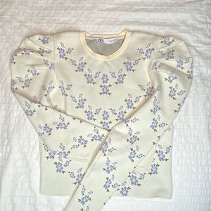 puff sleeve print Zara sweater